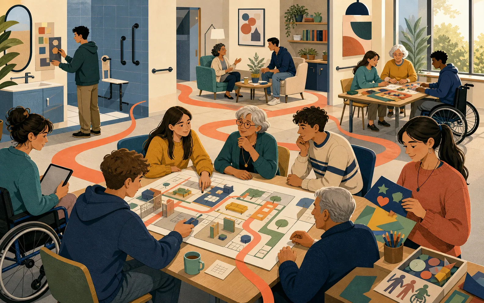 Studenti e persone della comunità progettano insieme ambienti accessibili e attività per l’autonomia.